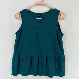 Ann Taylor Linen Tiered Sleeveless Top XS Teal